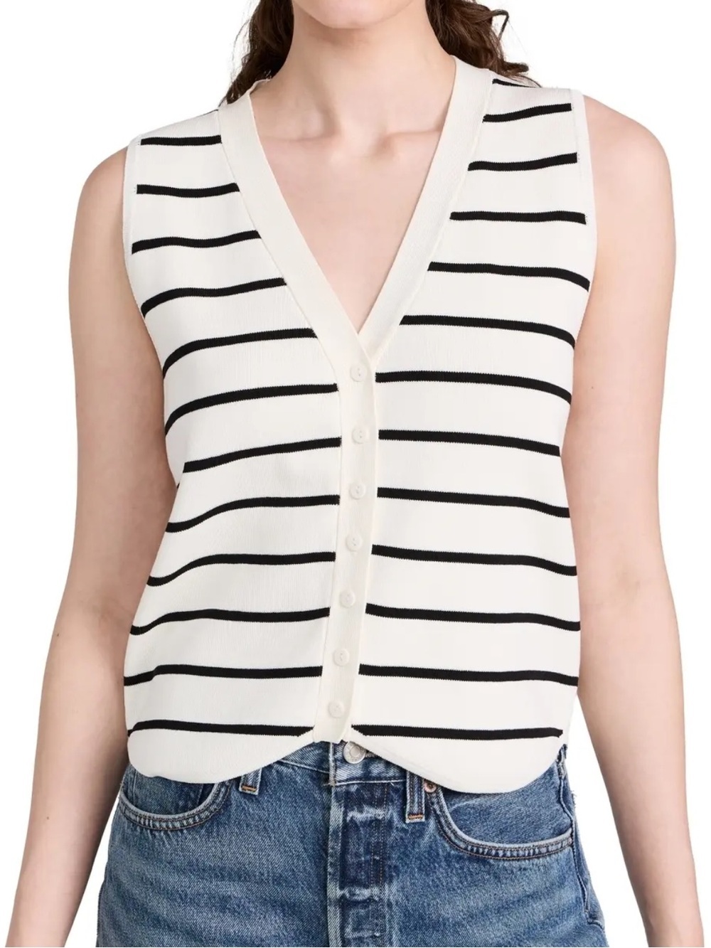 line & dot NWT Rae Stripped Knit Button Up Sweater Vest